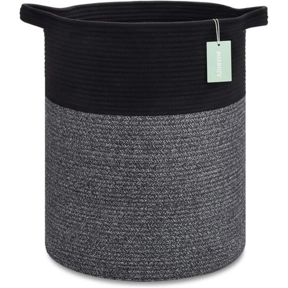 Large laundry hamper woven cotton rope basket 72L toy clothes blanket storage bi - Picture 1 of 7